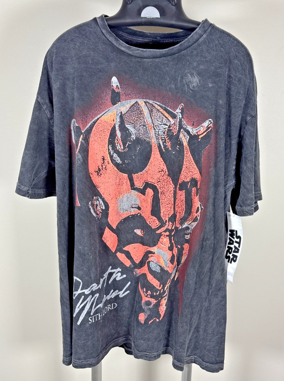 NWT Disney Star Wars Darth Maul Sith Lord Distressed Graphic T-shirt Black XL